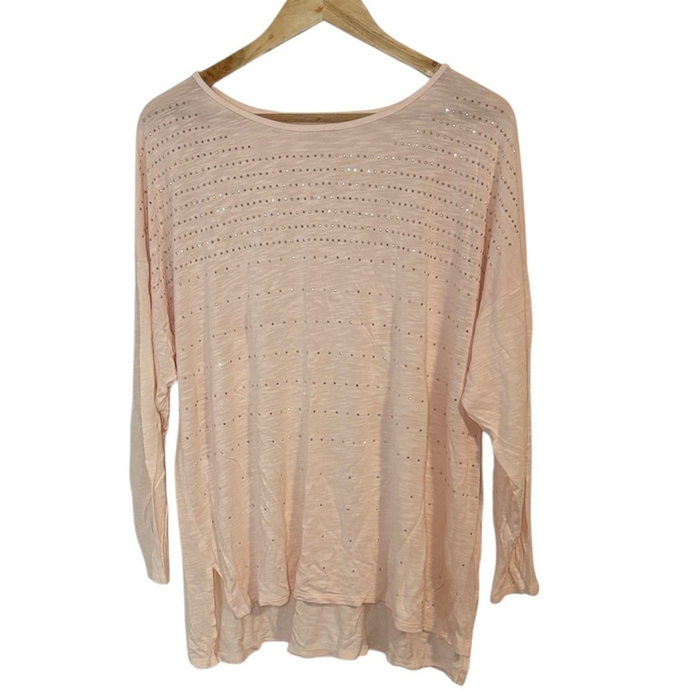 APT. 9 bejeweled Blush Long Sleeve Top, 1X